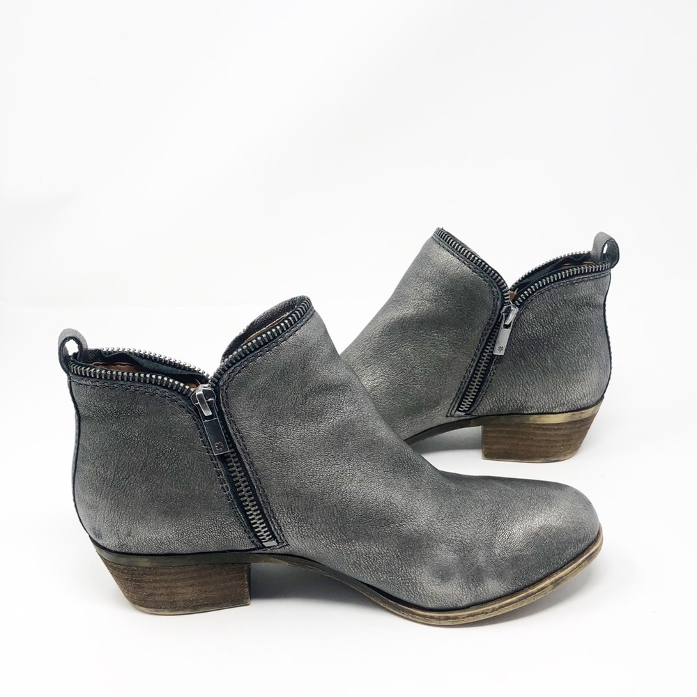 Lucky Brand Metallic Zipper Ankle Boots